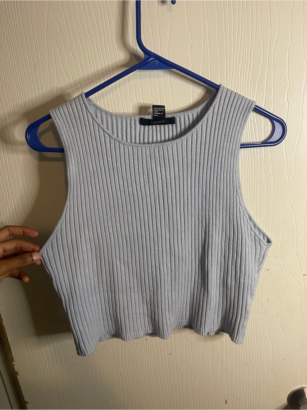 Forever 21 Light Blue Ribbed Cropped Tank
